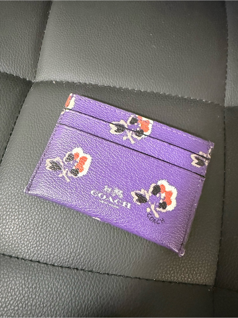 Coach Purple Floral Card Holder